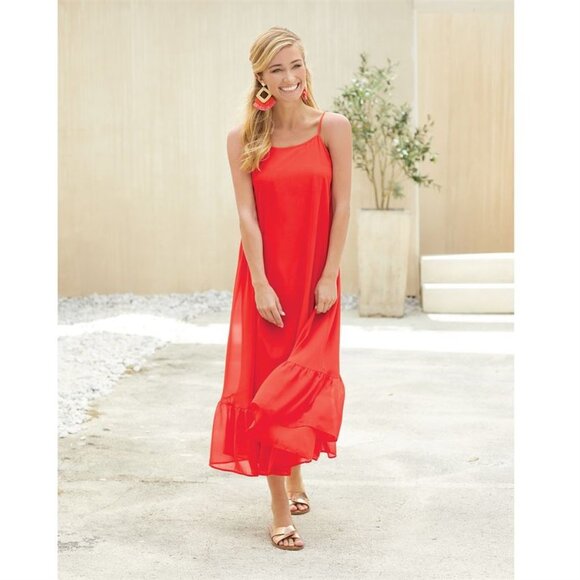 NWT! Lady In Red Chiffon Maxi Dress - Picture 1 of 2